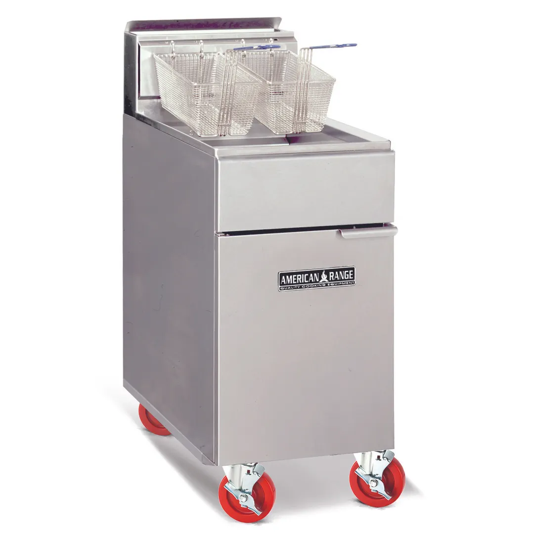 American Range AF-75 19" Heavy Duty Gas Fryer, Floor Model, 80 lbs, 160.000 BTU