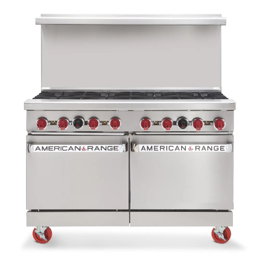 American Range AR-24G-4B 48" Gas Restaurant Range w/ (4) Open Burners, (1) 24" Griddle, (2) Space Saver Ovens, 222.000 BTU