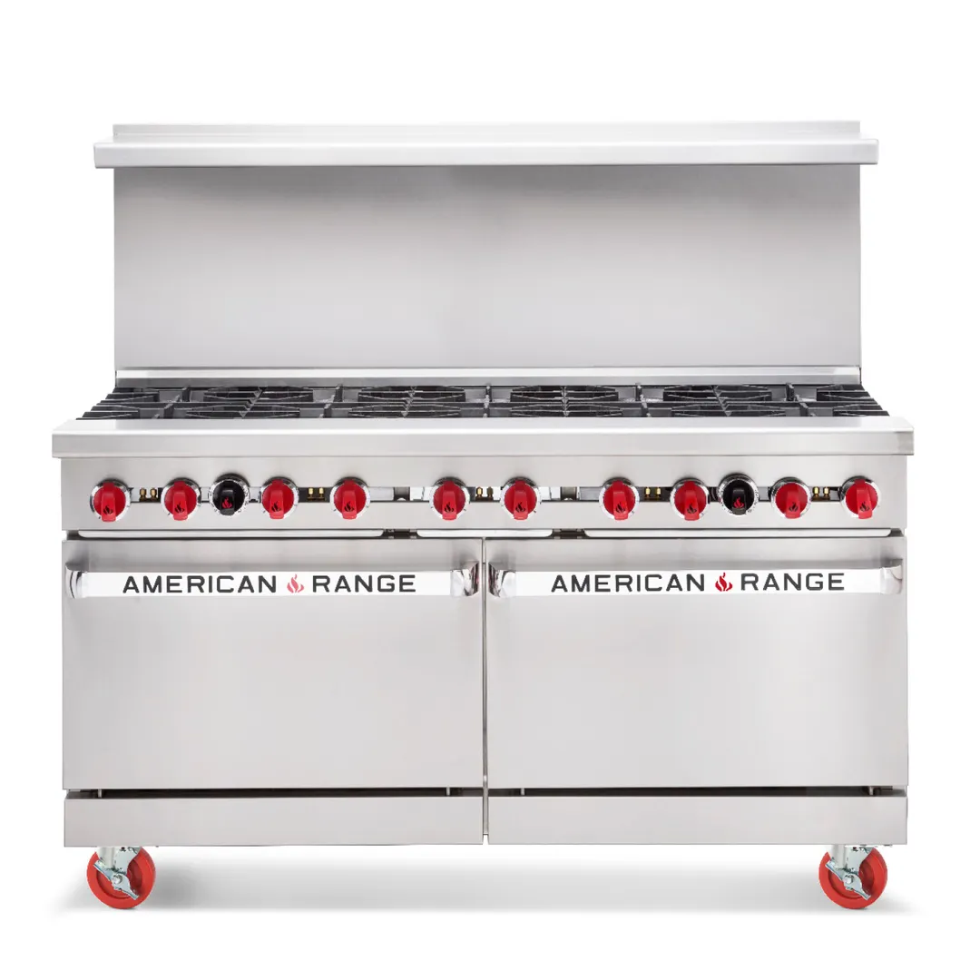 American Range AR-24G-6B-CC 60" Gas Restaurant Range w/ (6) Open Burners, (1) 24" Griddle, (2) Convection Ovens, 292.000 BTU 