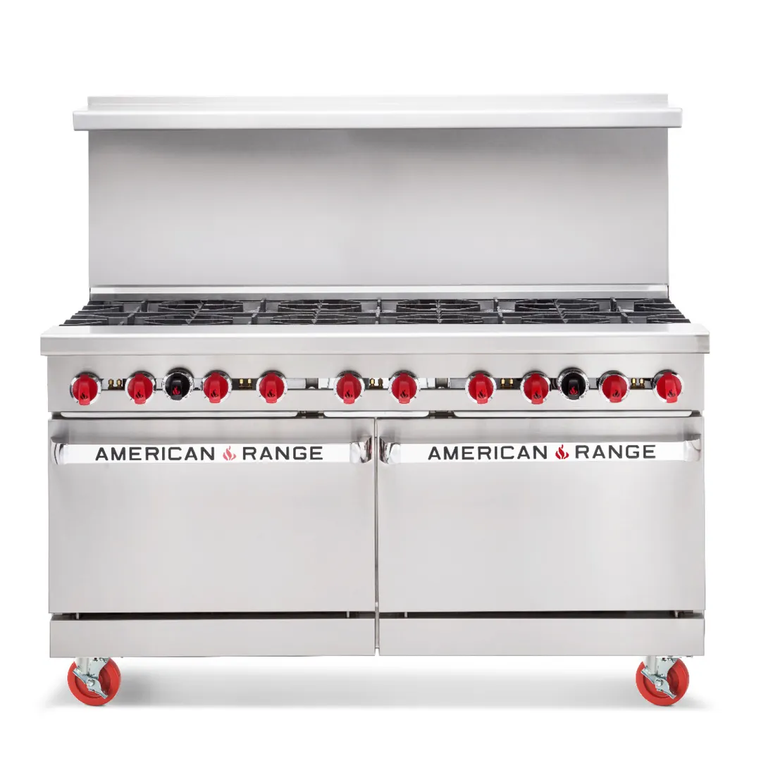 American Range AR-24G-6B-NVL-126R 60" Gas Restaurant Range w/ (6) Open Burners, (1) 24" Griddle, (1) Standard Oven, (1) Convection Oven, 294.000 BTU 