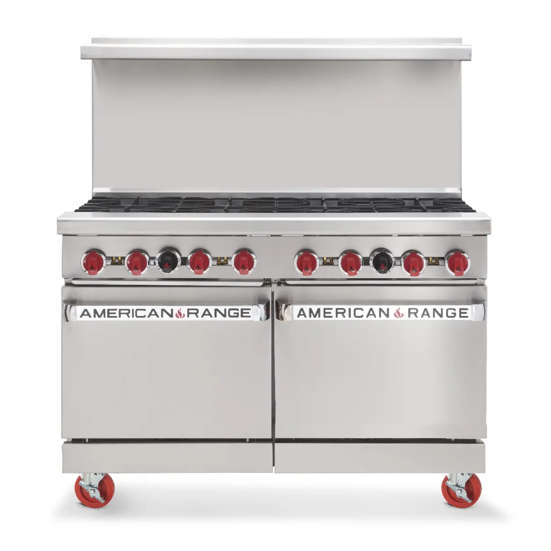 American Range AR-36G-2B 48" Gas Restaurant Range w/  (2) Open Burners, (1) 36" Griddle, (2) Space Saver Ovens, 178.000 BTU