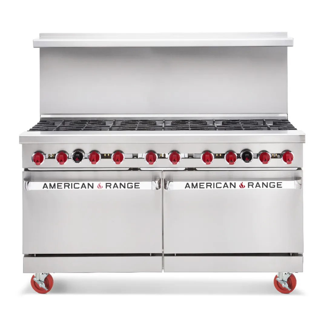 American Range AR-36G-4B 60" Gas Restaurant Range w/ (4) Open Burners, (1) 36" Griddle, (2) Standard Ovens, 258.000 BTU 