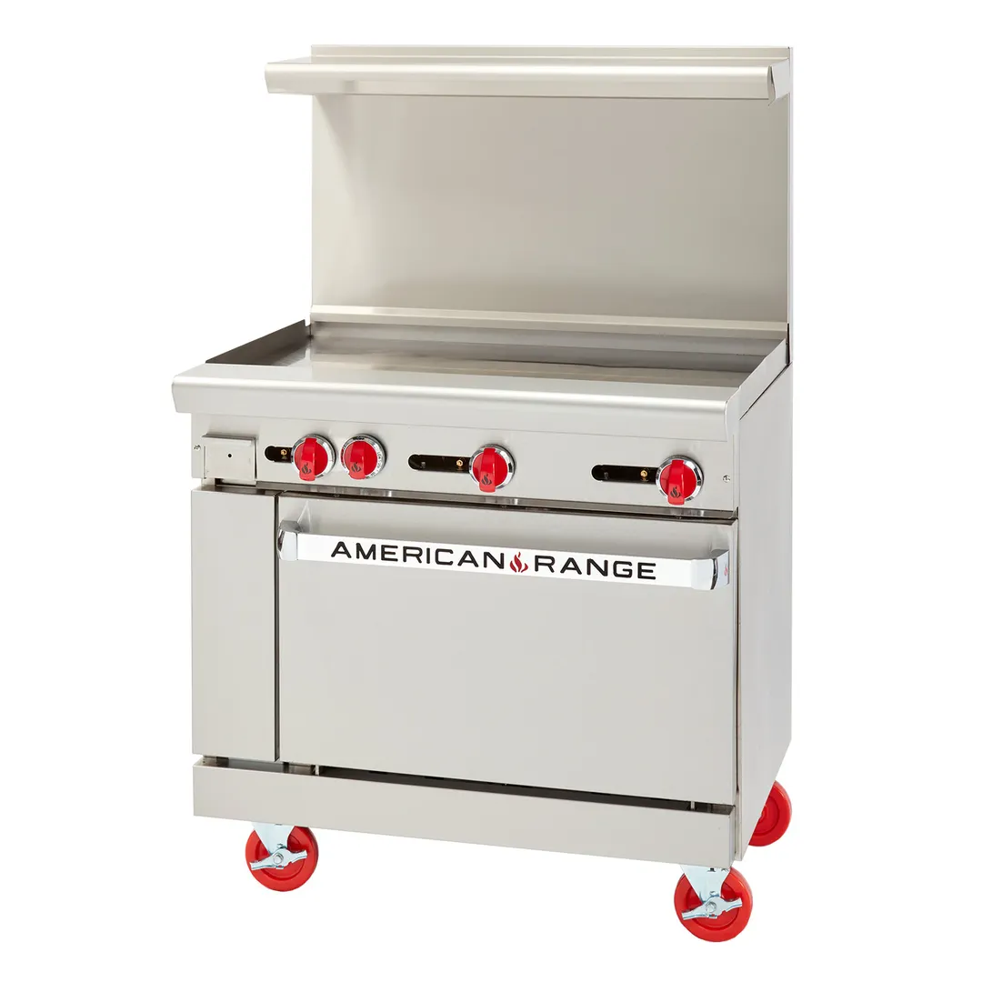 American Range AR-3RB-C 36" Gas Restaurant Range w/ 36" Full Radiant Charbroiler, (1) Convection Oven, 125.000 BTU