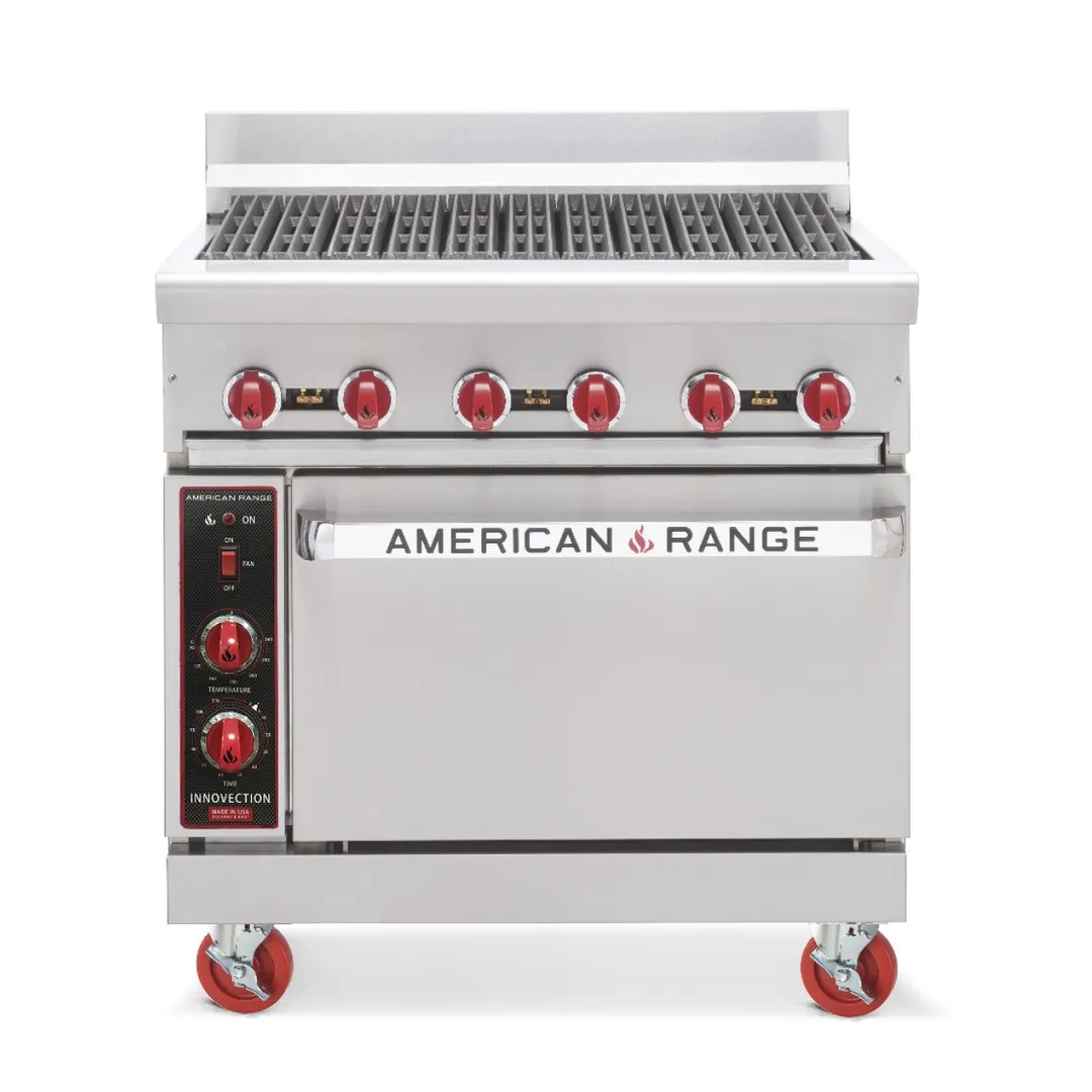 American Range AR-3RB 36" Gas Restaurant Range w/ Charbroiler (Wide Radiant Broiler), (1) Standard Oven, 125.000 BTU