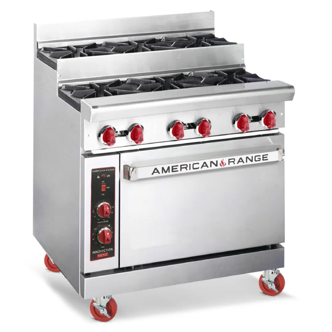 American Range AR-6-SU 36" Gas Restaurant Range w/ (6) Open Burners, (1) Wide Standard Oven, 227.000 BTU