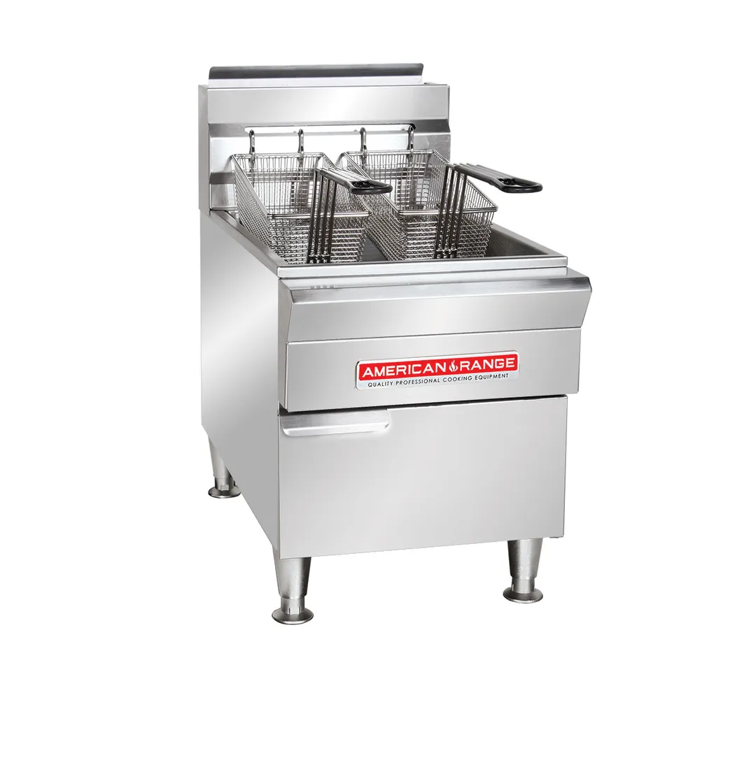 American Range AR-GCF-15 Full Pot Countertop Gas Fryer w/ 15 lbs Capacity, 2 Baskets, Thermostatic Controls