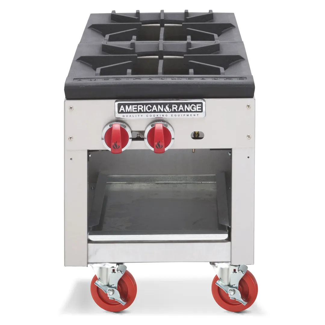 American Range ARSP-18-2 18" Gas Stock Pot Range w/ (2) Three Ring Burners, Manual Control, 180.000 BTU