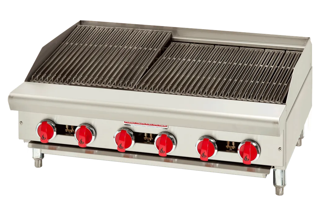 American Range ARSRB-36 36" Countertop Gas Charbroiler, (6) Burners with Manual Controls