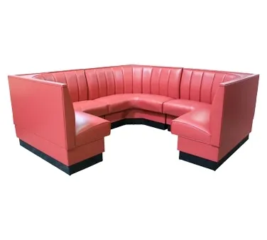 American Tables & Seating AS-486-34 GR5 268"L 3/4 Circle 6 Channel Back, Upholstered Corner Booth, 48" Height