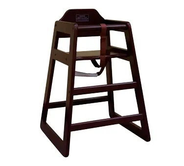 ATS HC-DM High Chair, Wood Seat & Back, Beech with Dark Mahogany Finish