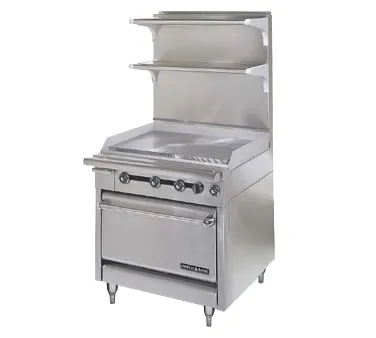 American Range HD34-34TG-O 34" Gas Heavy Duty Range, (1) 34" Griddle w/ Thermostatic Controls, (1) Cabinet Base, 90.000 BTU