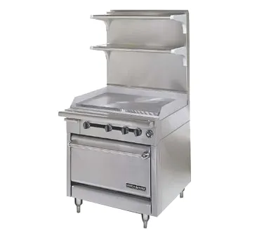 American Range HD34-34VG-O 34" Gas Heavy Duty Range, 34" Full Griddle w/ Manual Controls, (1) Cabinet Base, 90.000 BTU