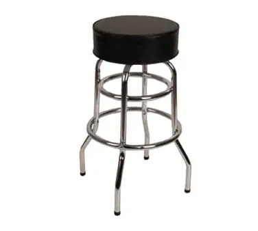 American Tables & Seating SR-2 BV Backless Swivel Bar Stool with Round Upholstered Seat, Black Vinyl