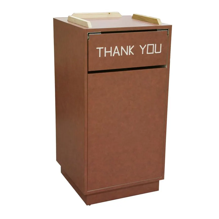 American Tables & Seating TR2 Trash Receptacle, 23"W x 23"D x 45"H, swing door with "Thank You" in white