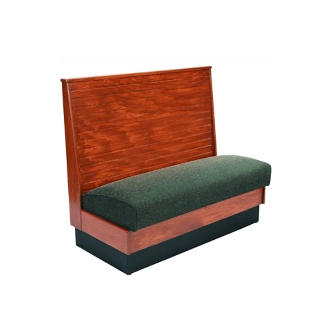 American Tables & Seating AS36-WBBPS12 GR6 180"L 1/2 Circle Bead Board Back, Wood Platform Seat, 36" Height