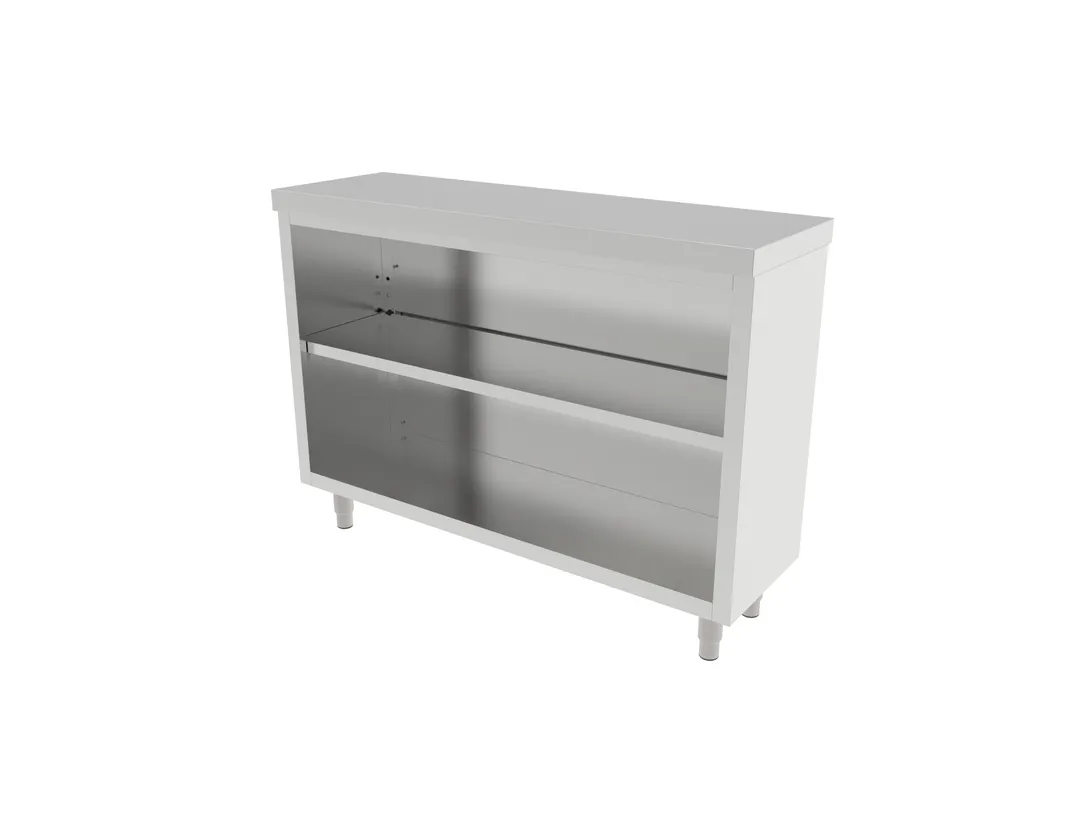 American Tables & Seating MET-CDN-1548 15"x48" Stainless Steel Dish Cabinet with Dual Under Shelves
