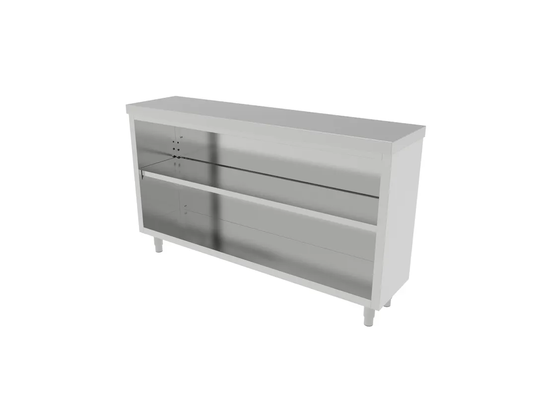 American Tables & Seating MET-CDN-1560 15"x60" Stainless Steel Dish Cabinet with Dual Under Shelves