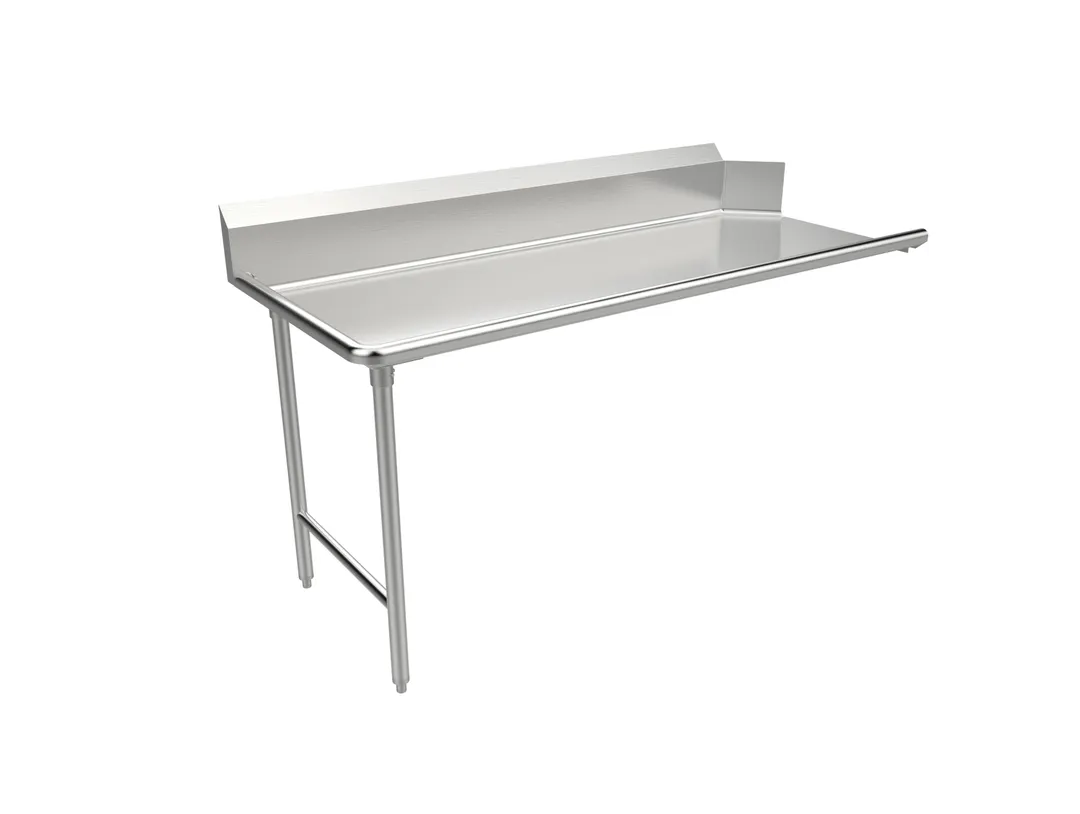 American Tables & Seating MET-CDT-72L 72" Clean Straight Dishtable w/ Left Table, 9" Backsplash, Stainless Steel Legs