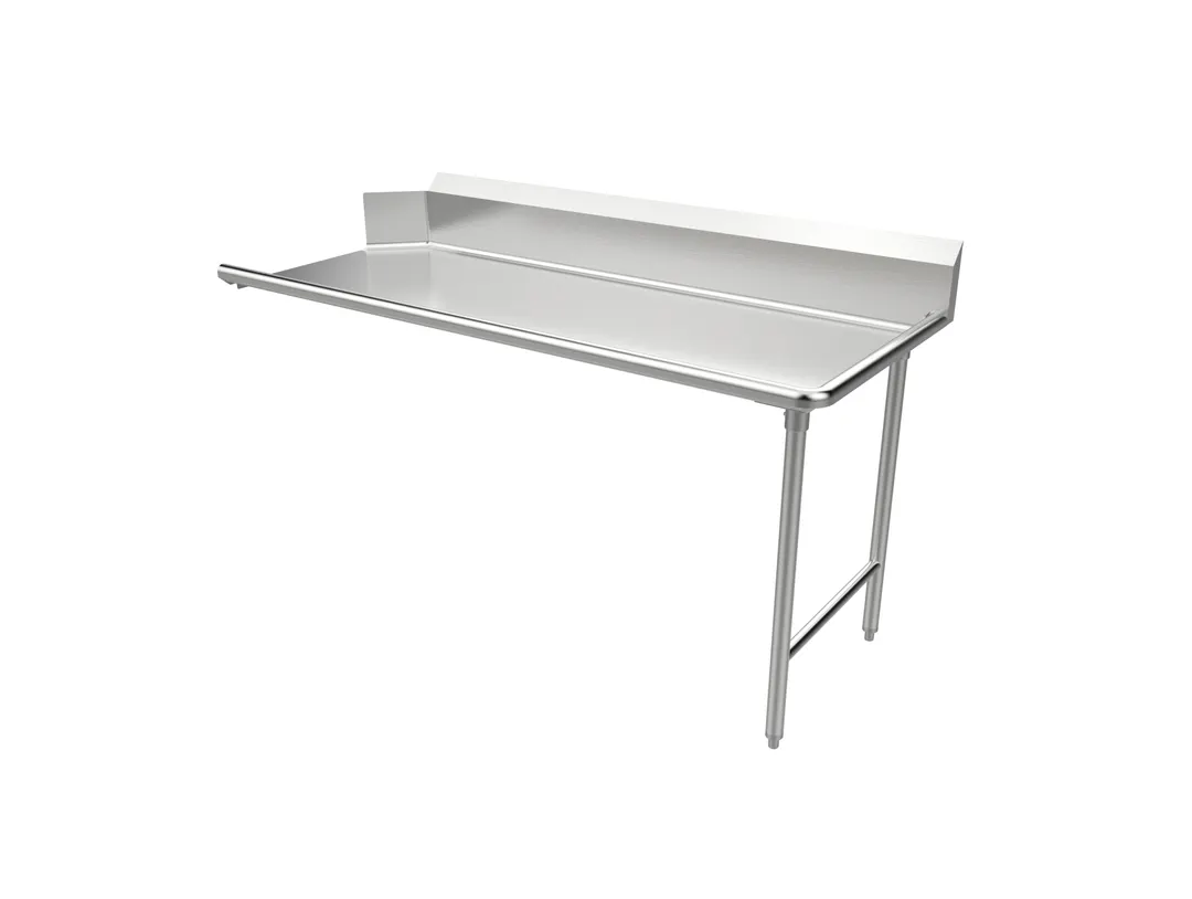 American Tables & Seating MET-CDT-72R 72" Clean Straight Dishtable w/ Right Table, 9" Backsplash, Stainless Steel Legs