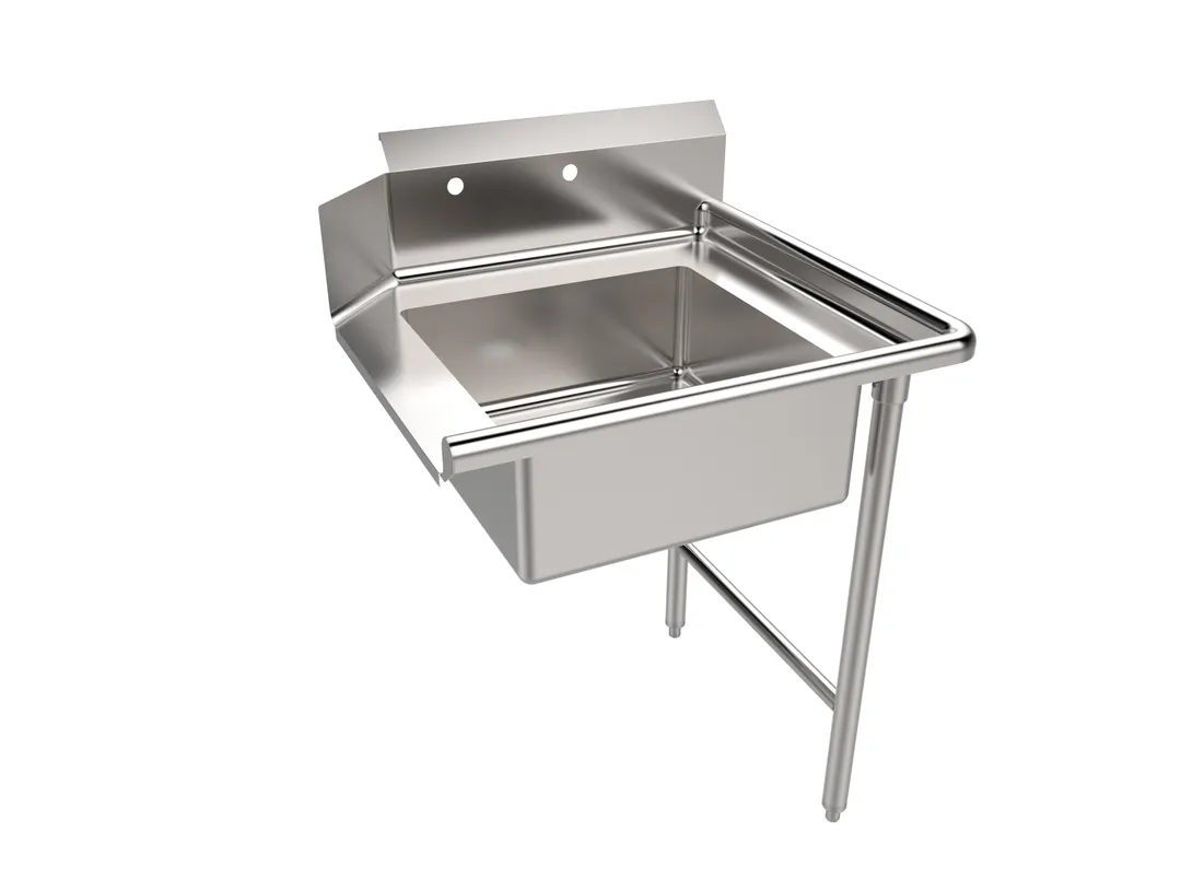 American Tables & Seating MET-SDT-30R 30" Straight Design Soiled Dishtable w/ Right Table, Pre-Rinse Sink, 9" Backsplash