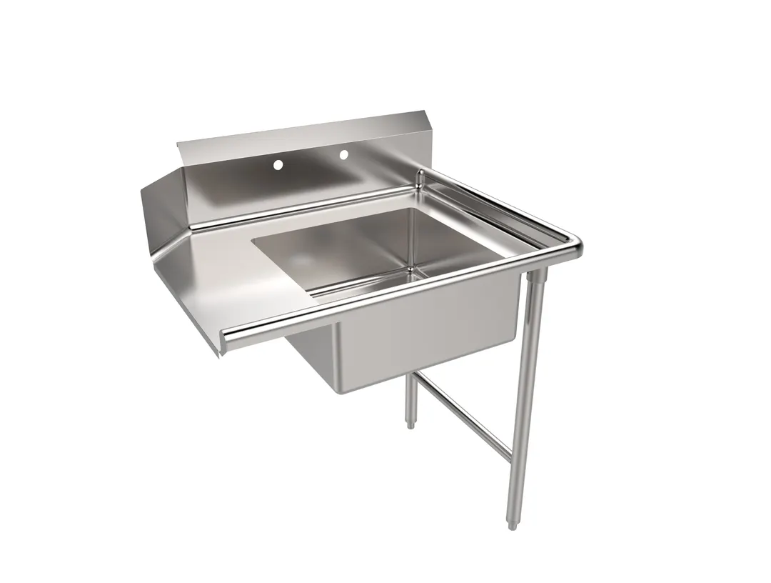 American Tables & Seating MET-SDT-36R 36" Straight Design Soiled Dishtable w/ Right Table, Pre-Rinse Sink, 9" Backsplash