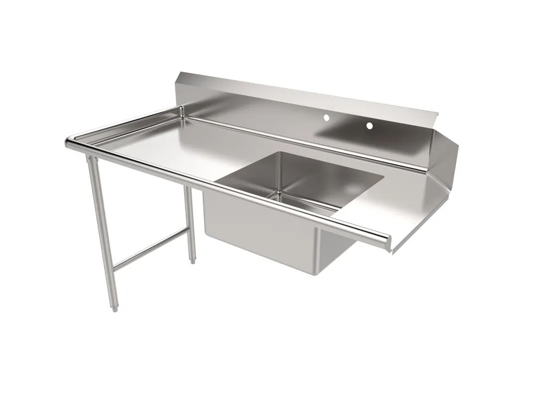 American Tables & Seating MET-SDT-60L 60" Straight Design Soiled Dishtable w/ Left Table, Pre-Rinse Sink, 9" Backsplash
