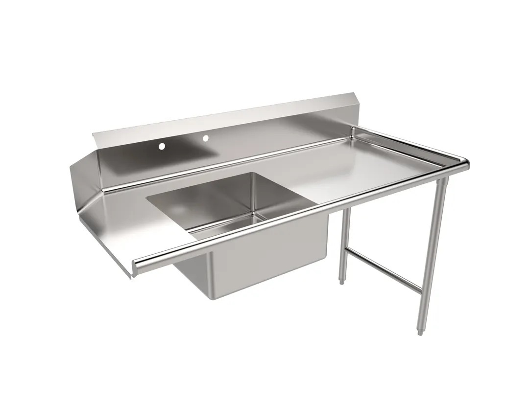 American Tables & Seating MET-SDT-60R 60" Straight Design Soiled Dishtable w/ Right Table, Pre-Rinse Sink, 9" Backsplash