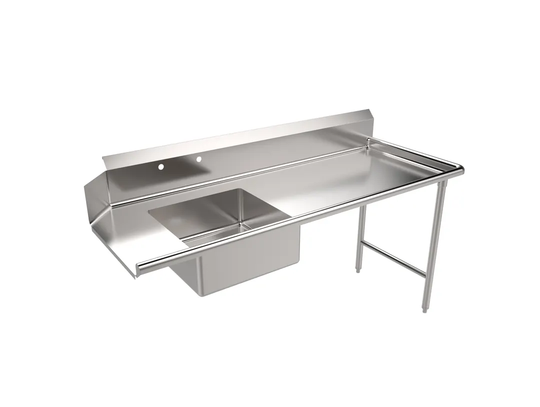 American Tables & Seating MET-SDT-72R 72" Straight Design Soiled Dishtable w/ Right Table, Pre-Rinse Sink, 9" Backsplash