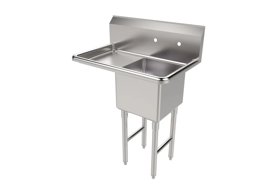 American Tables & Seating MET-SE-15151L 33" One Compartment Sink, 15"W x 15"L Bowl With Left-Hand Drainboards
