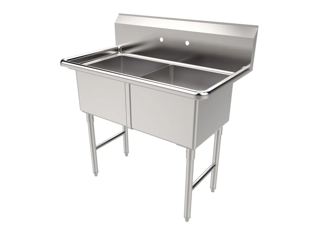 American Tables & Seating MET-SE-18182N 42" Two Compartment Sink, 18"Wx18"L Bowl Without Drainboard