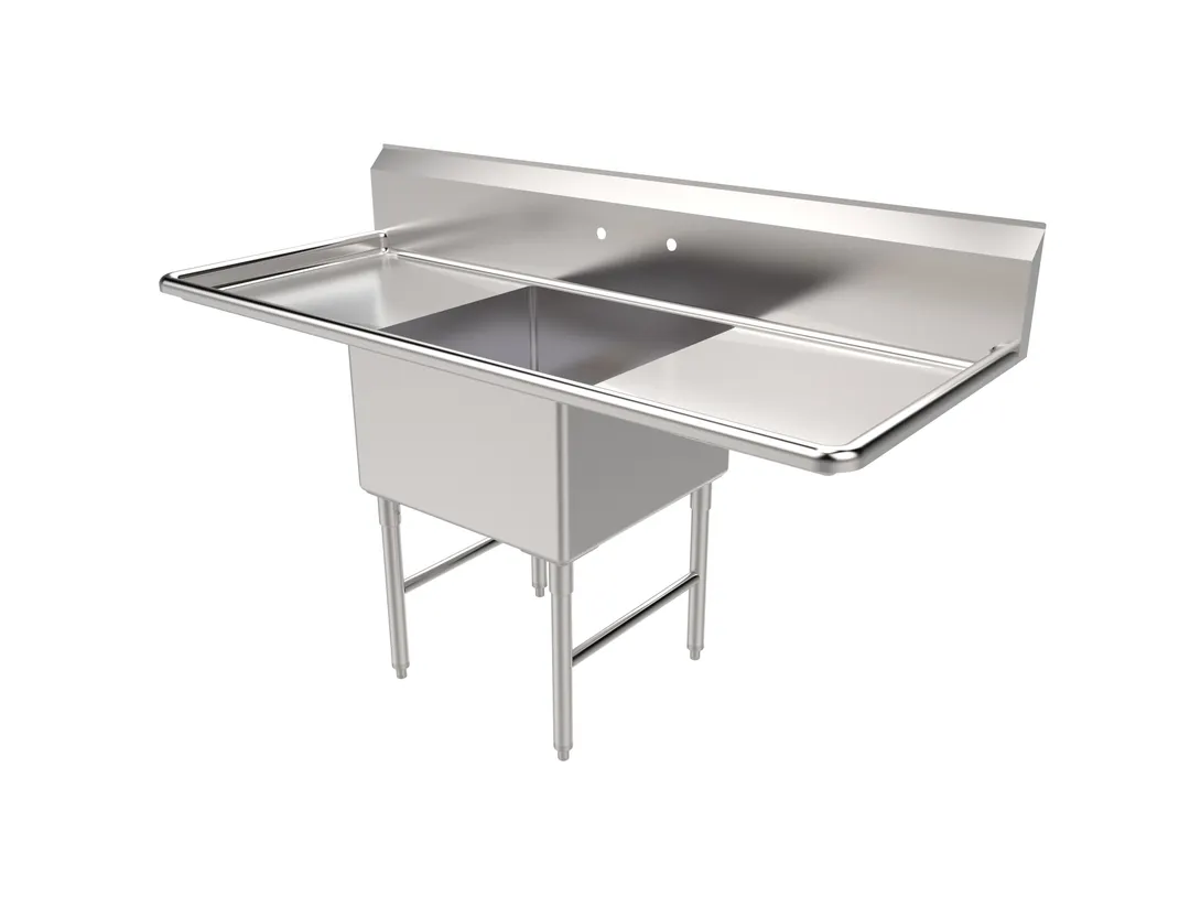 American Tables & Seating MET-SEH-24241D 72" One Compartment Sink, 24"W x 24"L Bowl With 2 Drainboards