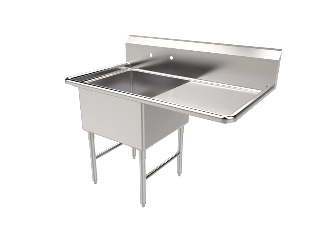 American Tables & Seating MET-SEH-24241R 51" One Compartment Sink, 24"W x 24"L Bowl With Right-Hand Drainboards
