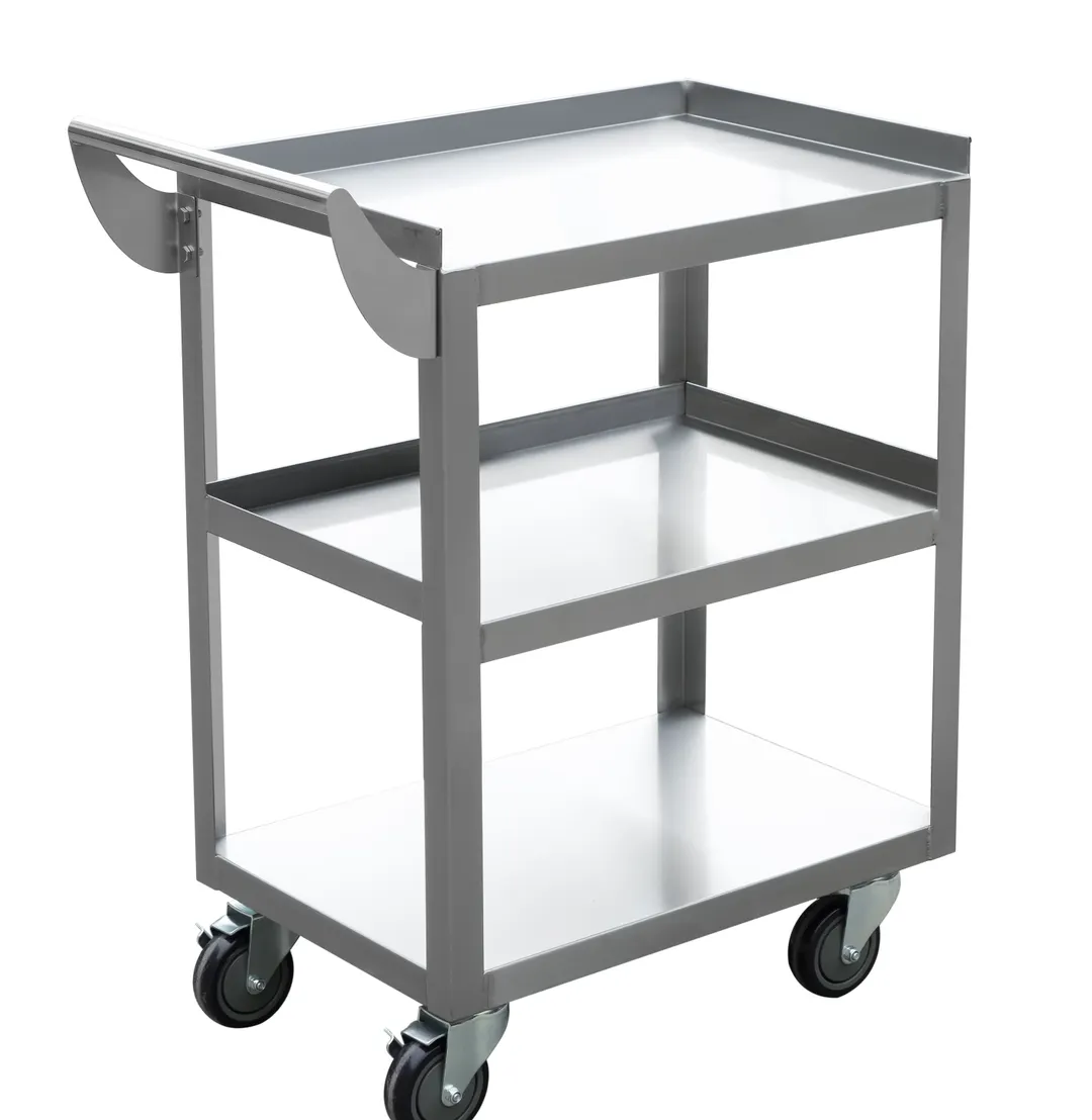 American Tables & Seating MET-UBC-1827SH 3 Shelf Stainless Steel Bus Cart - 27" x 18" x 34"