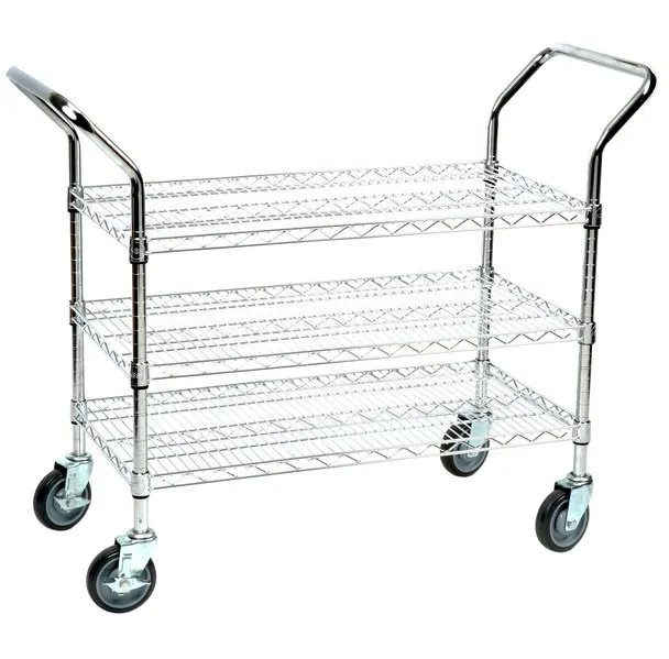 American Tables & Seating MET-UBC-WS2142 3 Shelf Chrome Wire Bus Cart - 42" x 21" x 33"