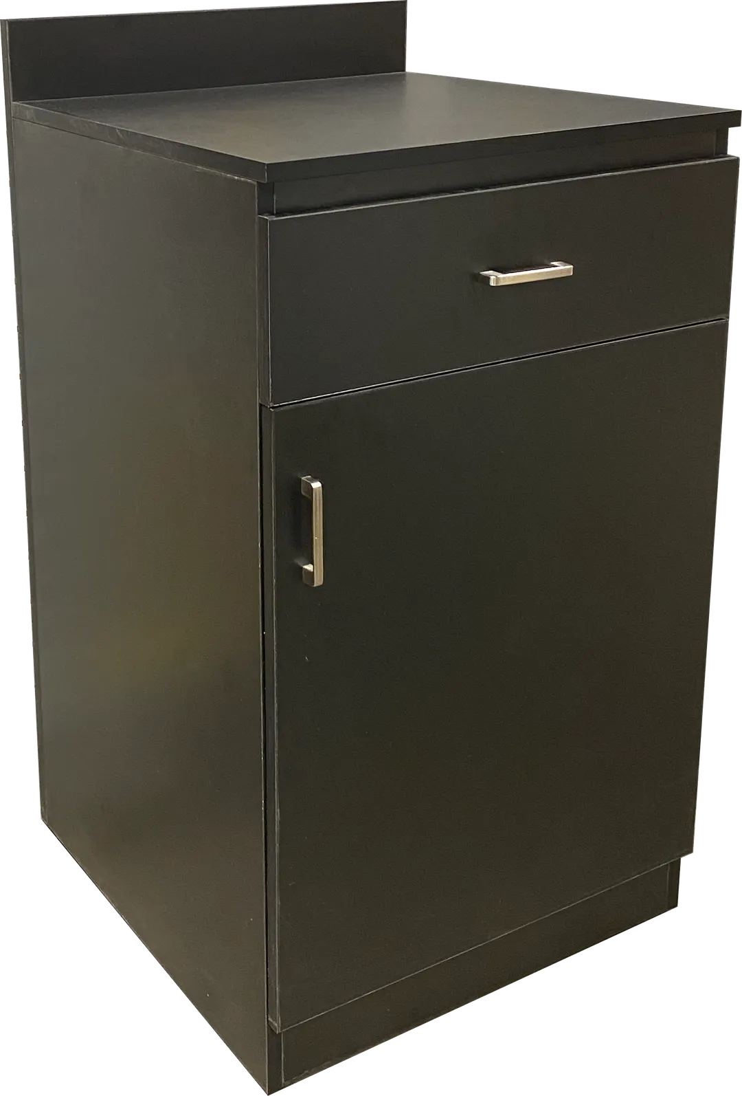 ATS WS1-BLK Wait Station, 24"W x 24-1/4"D x 39-1/4"H, Black Finish, Melamine Exterior, 1 Drawer, 1 Shelf, 1 Door, Cabinet Style