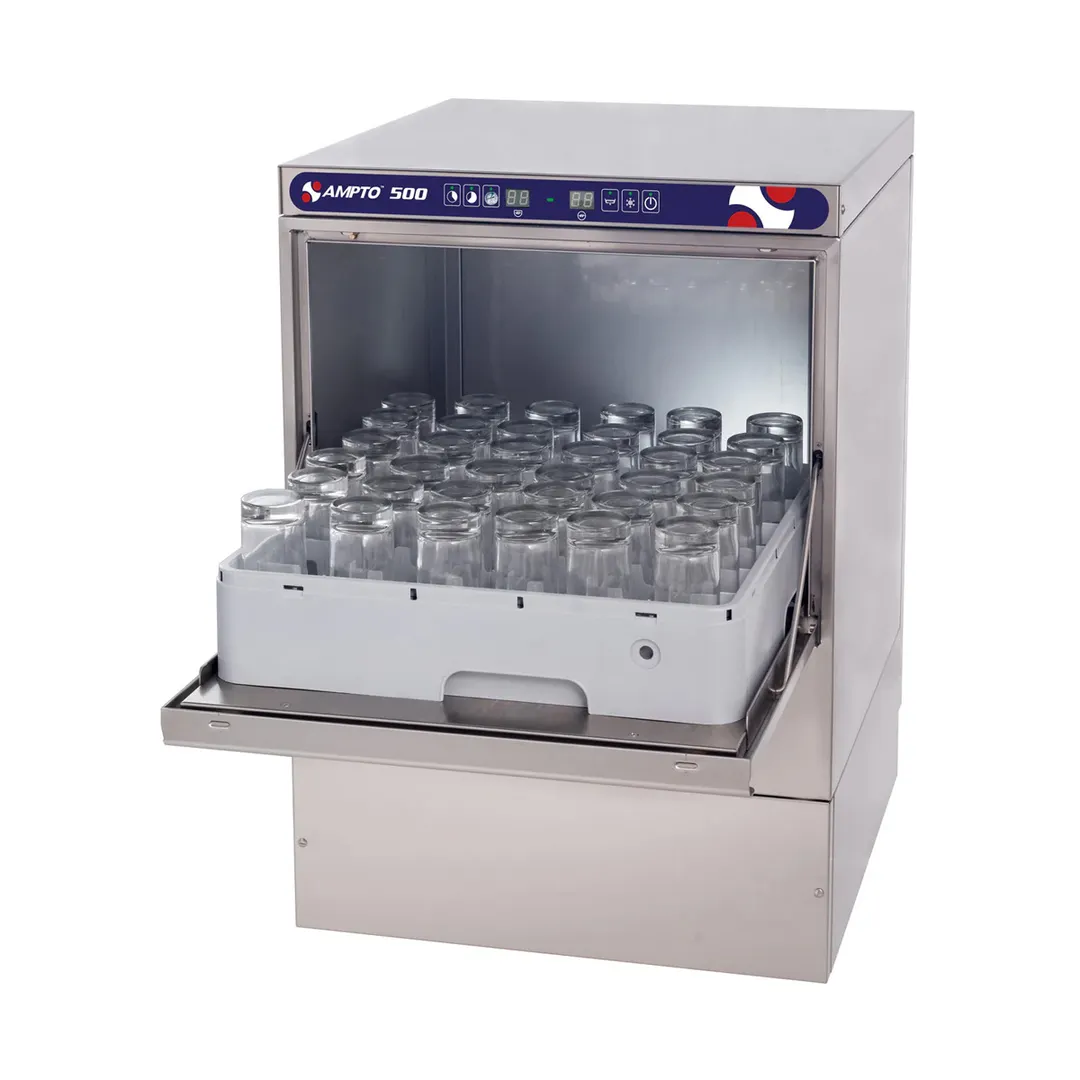 AMPTO 500 22" Undercounter Dishwasher,20/30 or 60 Racks/Hr-17 Gal/Hr-High Temp  w/Booster
