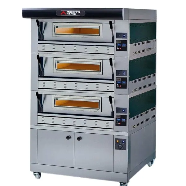 Moretti Forni P110G B3 44" Gas Pizza Deck Oven, 3‑Deck Brick, 44"×7" Chambers, 296.856 BTU,