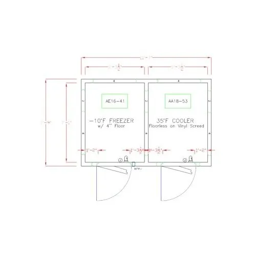 American Panel 8X12-I Indoor Walk-In Cooler/Freezer Combo, Self Contained, 6'/6' Split, Floorless Cooler