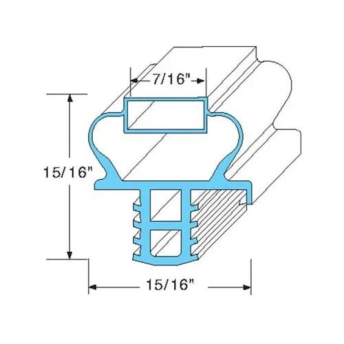 AllPoints 25471 Refrigerator Magnetic Door Gasket, Push Mount