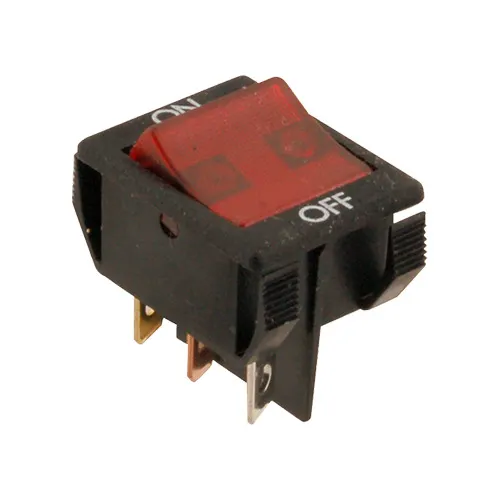 AllPoints 421431 Rocker Switch, On/Off, Spst, 1/4" Tab Terminals, Red Light