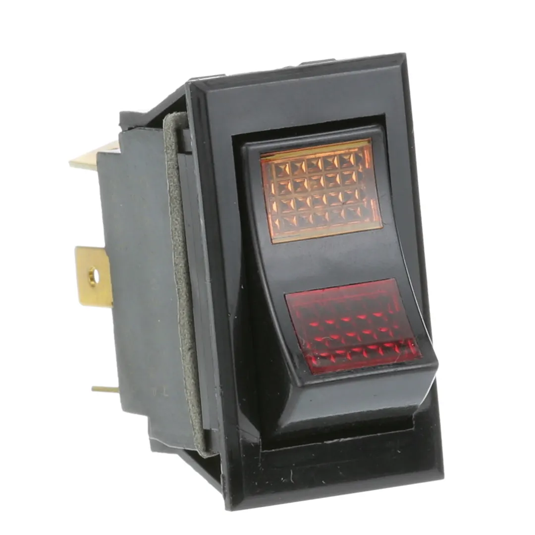 AllPoints 421898 Rocker Switch, On/Off/On, Black With Red and Amber Light
