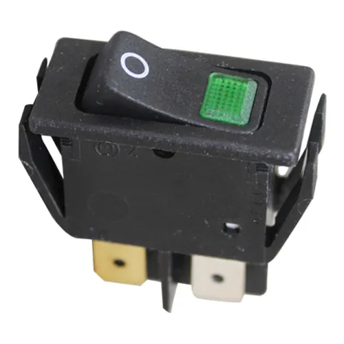 AllPoints 421925 Rocker Switch, Lighted Green, 4 Tab Terminals, 16A/250Vac