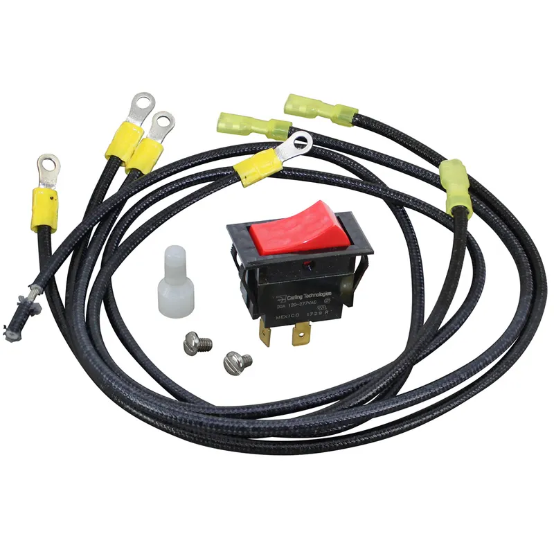 AllPoints 422099 Switch Kit - Power with Red Rocker "I/O" & Wiring / (2) Screw - Black Frame 