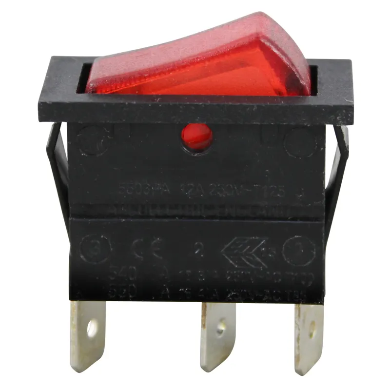 AllPoints 8001462 Lighted Rocker Switch, On/Off, Black Body with Red Light