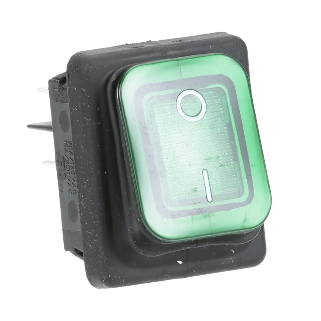 AllPoints 8011842 Switch - Rocker, Lighted (Green), (4) 1/4" Tab Terminals