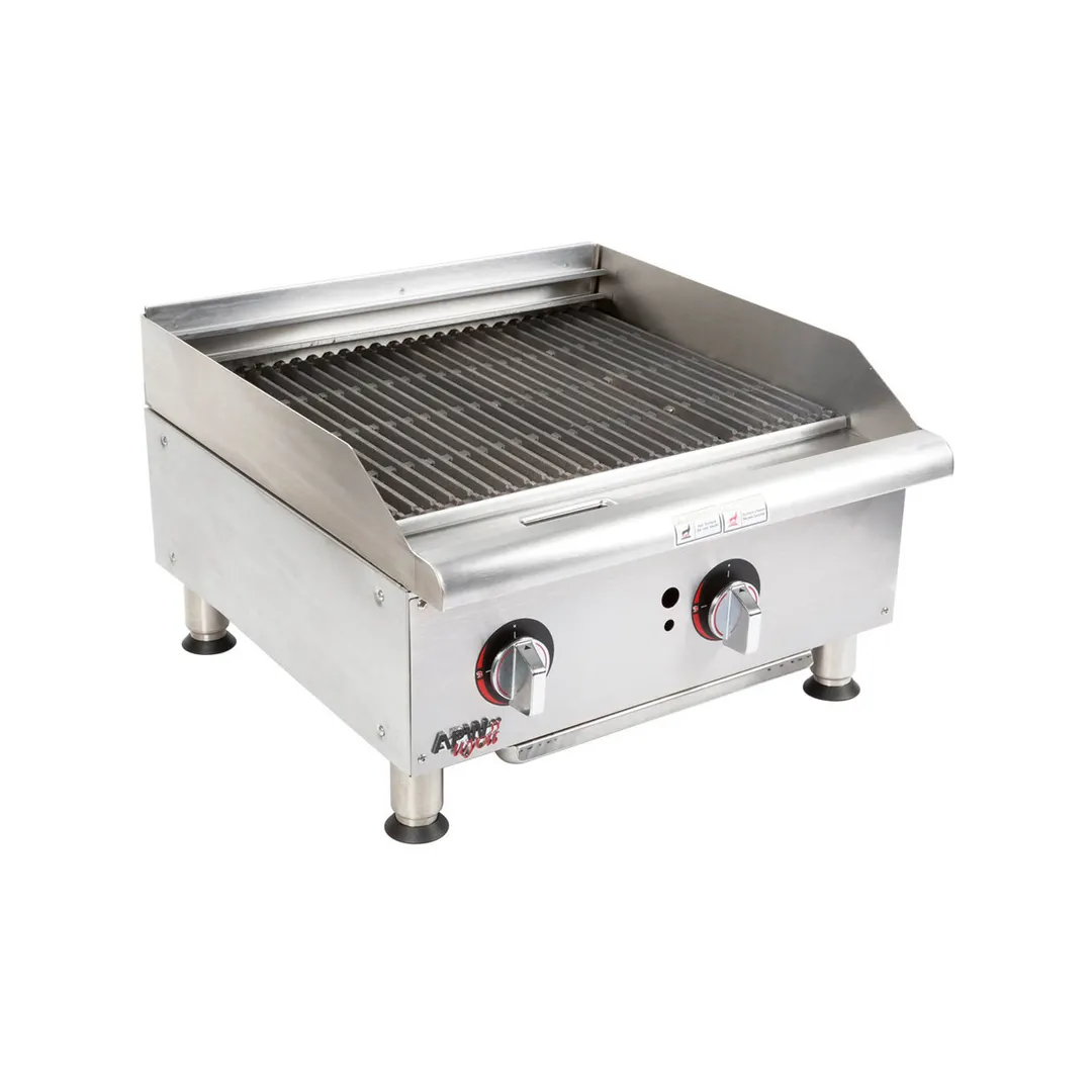 APW Wyott GCB-24S 24" Countertop Gas Radiant Charbroiler w/ (2) Burners, 60.000 BTU