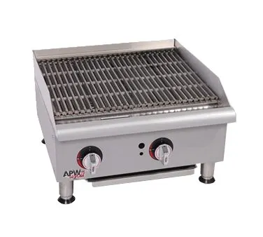 APW Wyott GCRB-24S 24" Countertop Gas Lava Rock Charbroiler w/ (2) Burners, 60.000 BTU