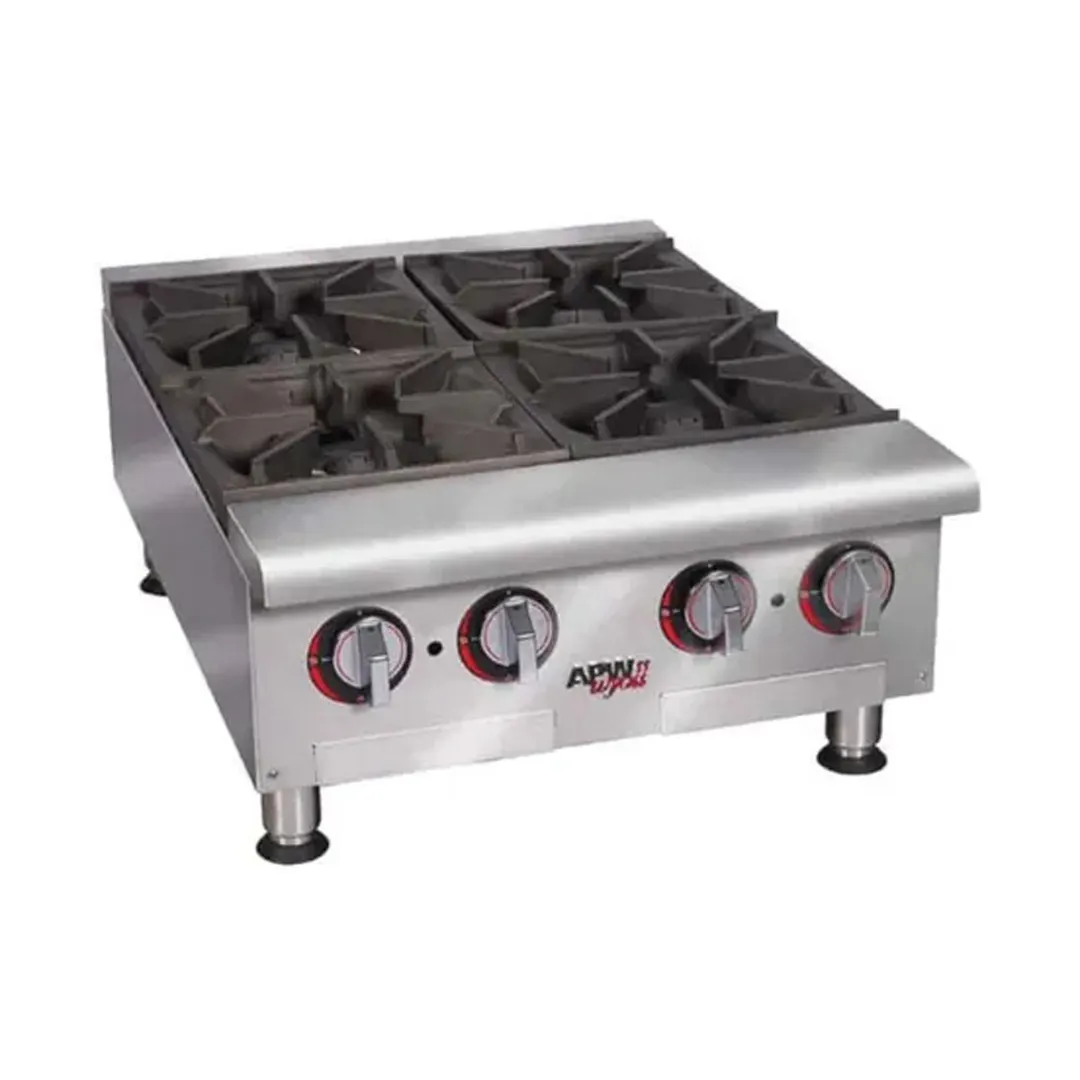 APW Wyott GHP-4S 24" Countertop Gas Hotplate with (4) Burners, Manual Controls, 66.000 BTU