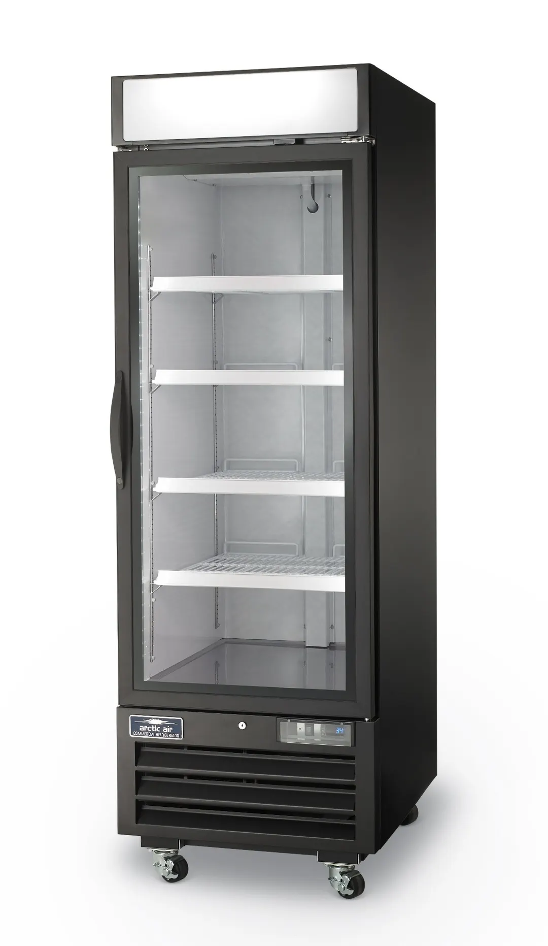 Arctic Air AFGDM23 27" Glass Door Freezer, 23 cu ft, Black, 1‑Section, R290 3/4 HP