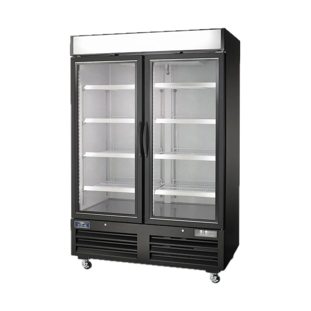 Arctic Air ARGDM49 54" 2‑Section Merchandiser Refrigerator, 49 cu ft, Black Door, R290, 1/3 HP, 115V